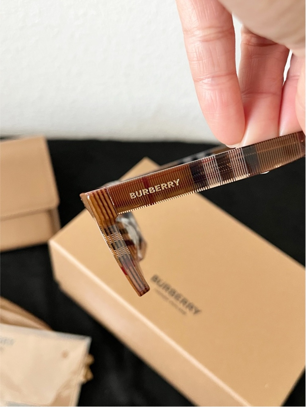 Burberry Sunglasses B4392U 396673 52 Check Brown/Dark Brown For Women - Picture 3 of 8